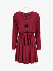 Robe pull coupe patineuse à manches dolman - Bordeaux - 4