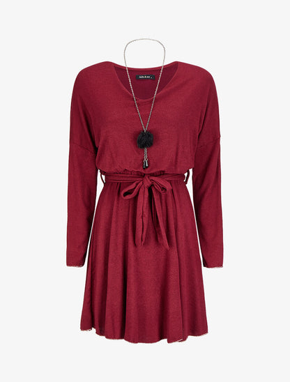 Robe pull coupe patineuse à manches dolman - Bordeaux - 4