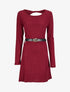 Robe pull à dos ouvert et détail torsadé - Bordeaux - 1