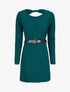 Robe pull à dos ouvert et détail torsadé - Vert sapin - 1