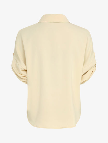 Chemise à manches rabattables style kimono - Beige - 2