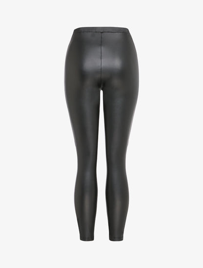 Legging ciré à coutures contrastantes - Noir - 2
