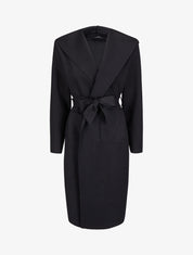 Manteau long ceinturé à capuche - Noir - 4