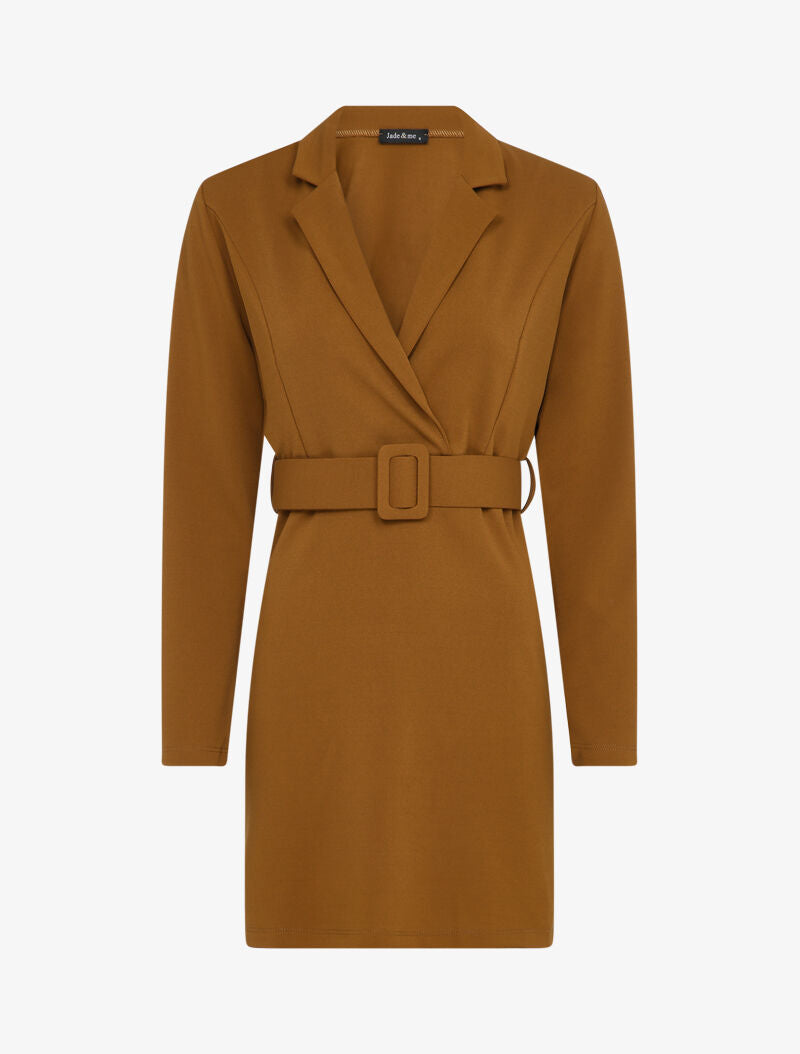 Robe à col à pied croisé - Camel - 1