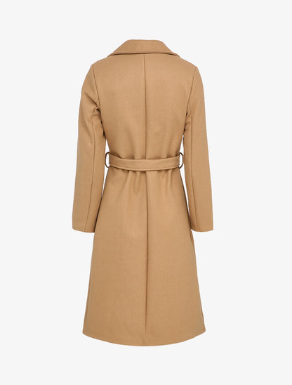 Manteau long ceinturé à col cranté - Camel - 2