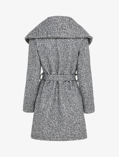 Manteau effet laine bouclée à col large - Gris foncé - 2