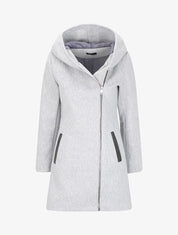 Manteau à capuche et à zip asymétrique - Gris clair - 4