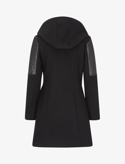 Manteau à empiècement en simili effet matelassé - Noir - 2