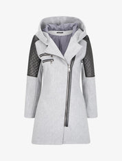 Manteau à empiècement en simili effet matelassé - Gris clair - 4