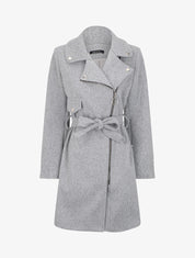 Manteau mi-long à zip asymétrique - Gris - 4