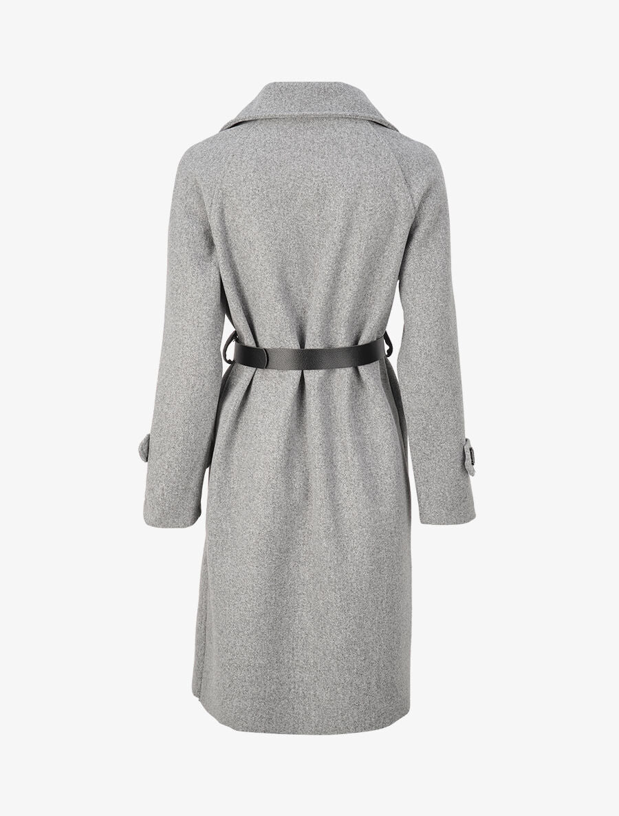 Manteau long boutonné et ceinturé - Gris clair - 2