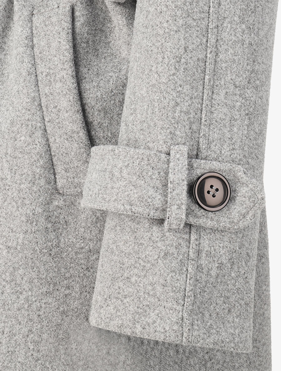 Manteau long boutonné et ceinturé - Gris clair - 3