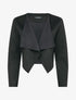 Veste courte en suédine à pans asymétriques - Noir - 3