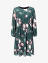 Robe à bords volantés et imprimé bouquet de roses - Vert sapin - 4