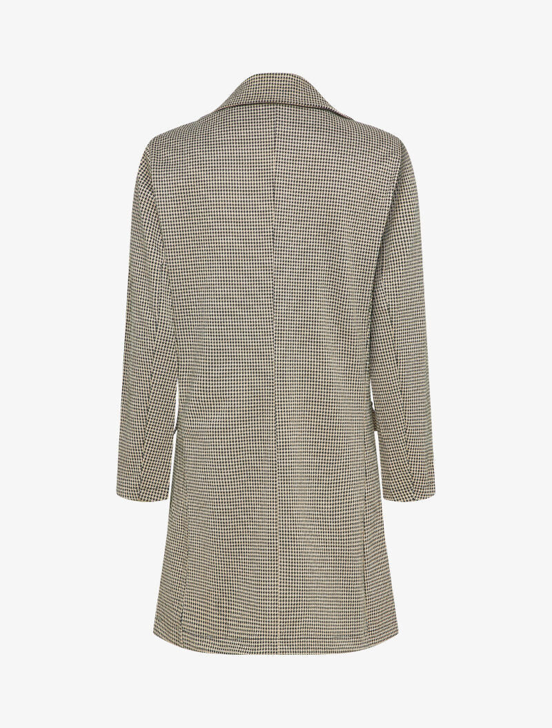 Veste mi-longue à motif pied de poule - Beige - 2