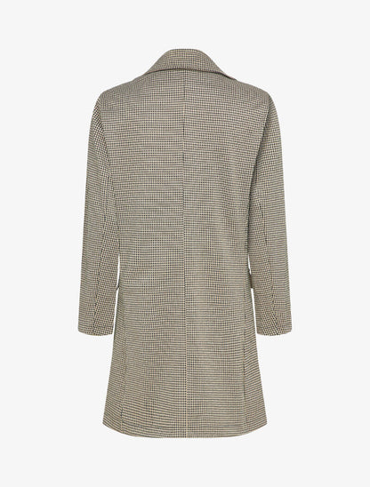 Veste mi-longue à motif pied de poule - Beige - 2