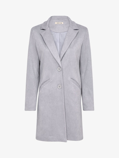 Veste longue en suédine - Gris clair - 1