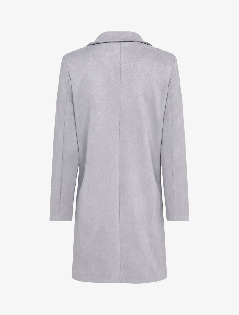 Veste longue en suédine - Gris clair - 2