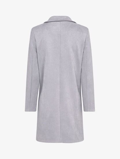 Veste longue en suédine - Gris clair - 2