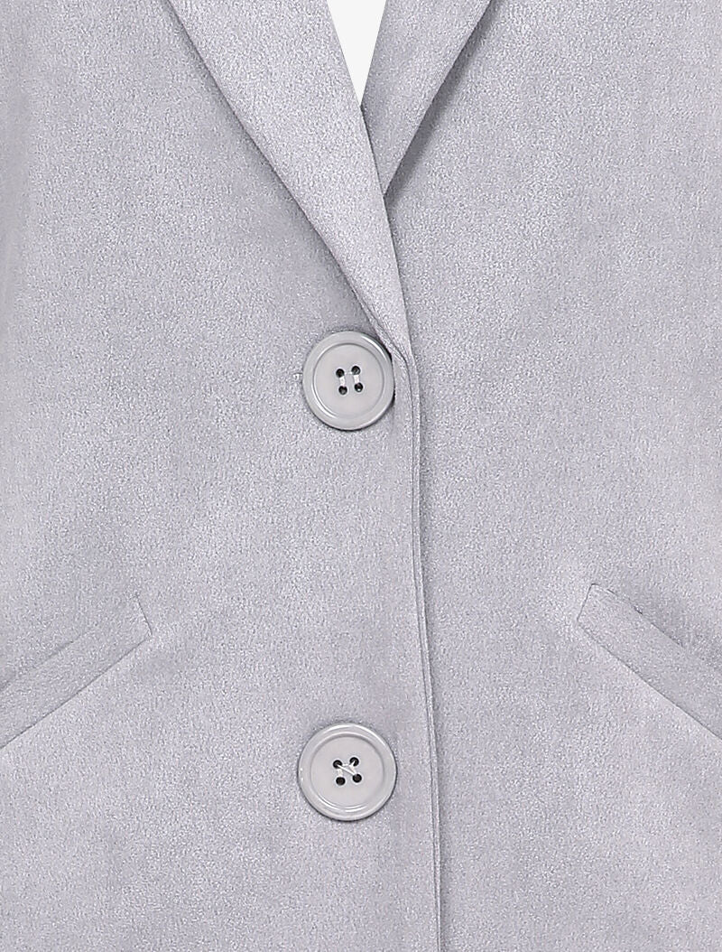 Veste longue en suédine - Gris clair - 3