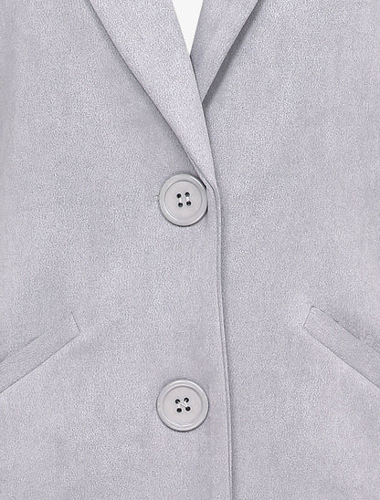 Veste longue en suédine - Gris clair - 3