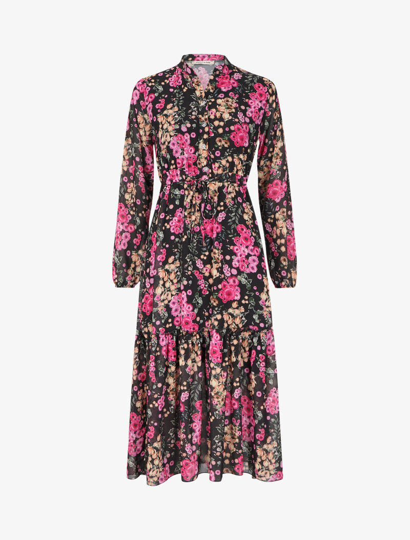 Robe patineuse à imprimé boutons de roses - Noir - 4