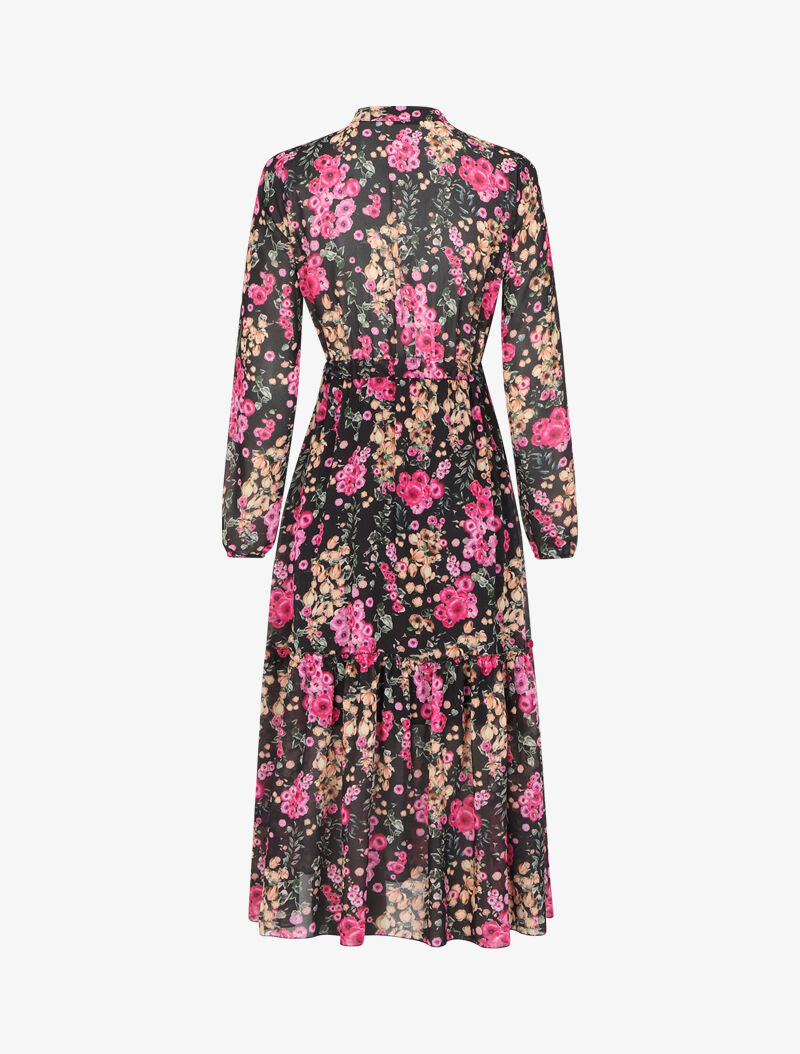 Robe patineuse à imprimé boutons de roses - Noir - 2