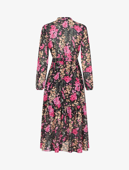 Robe patineuse à imprimé boutons de roses - Noir - 2