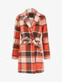 Manteau ceinturé à carreaux - Orange - 1