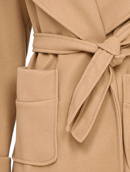 Manteau long oversize à col châle - Camel - 3