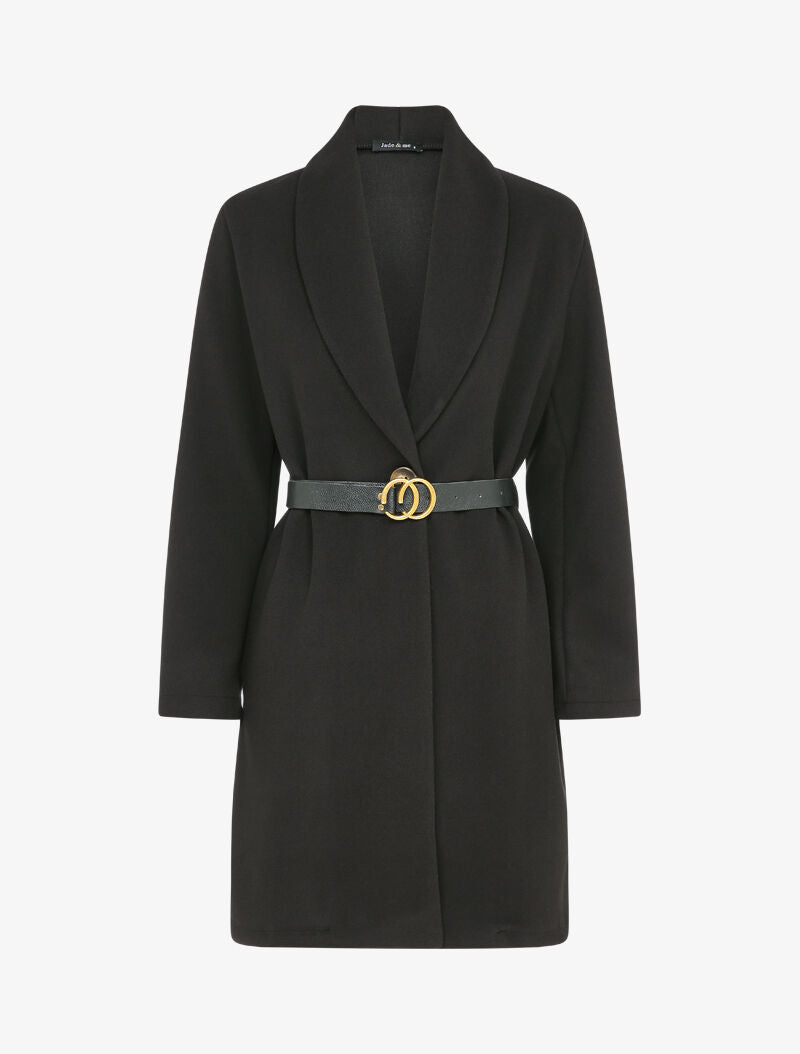 Manteau mi-long à un bouton - Noir - 1