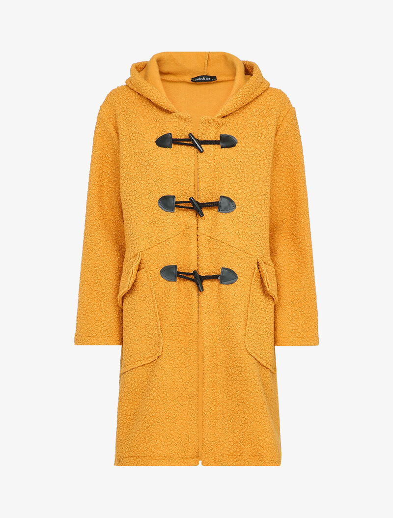 Duffle coat en maille bouclette - Moutarde - 1