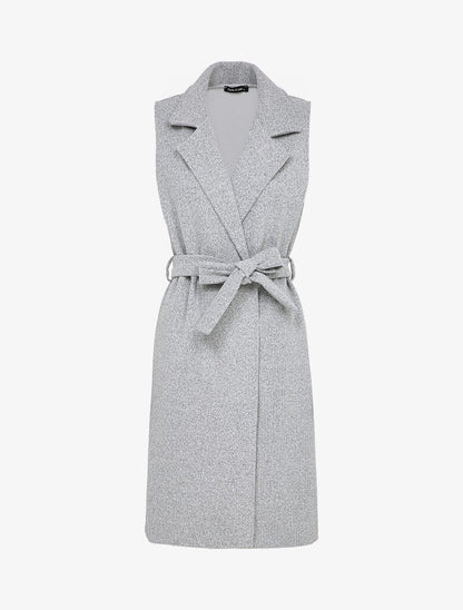Veste longue sans manches à pans asymétriques - Gris chiné - 4