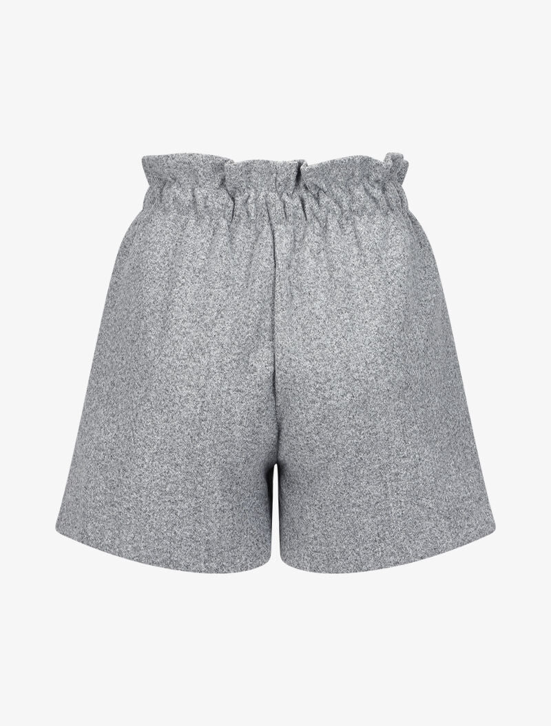 Mini short taille haute paperbag - Gris chiné - 2
