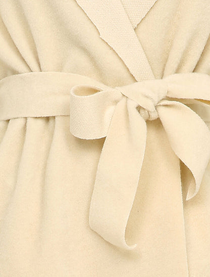 Manteau mi-long à capuche effet laine - Beige - 3