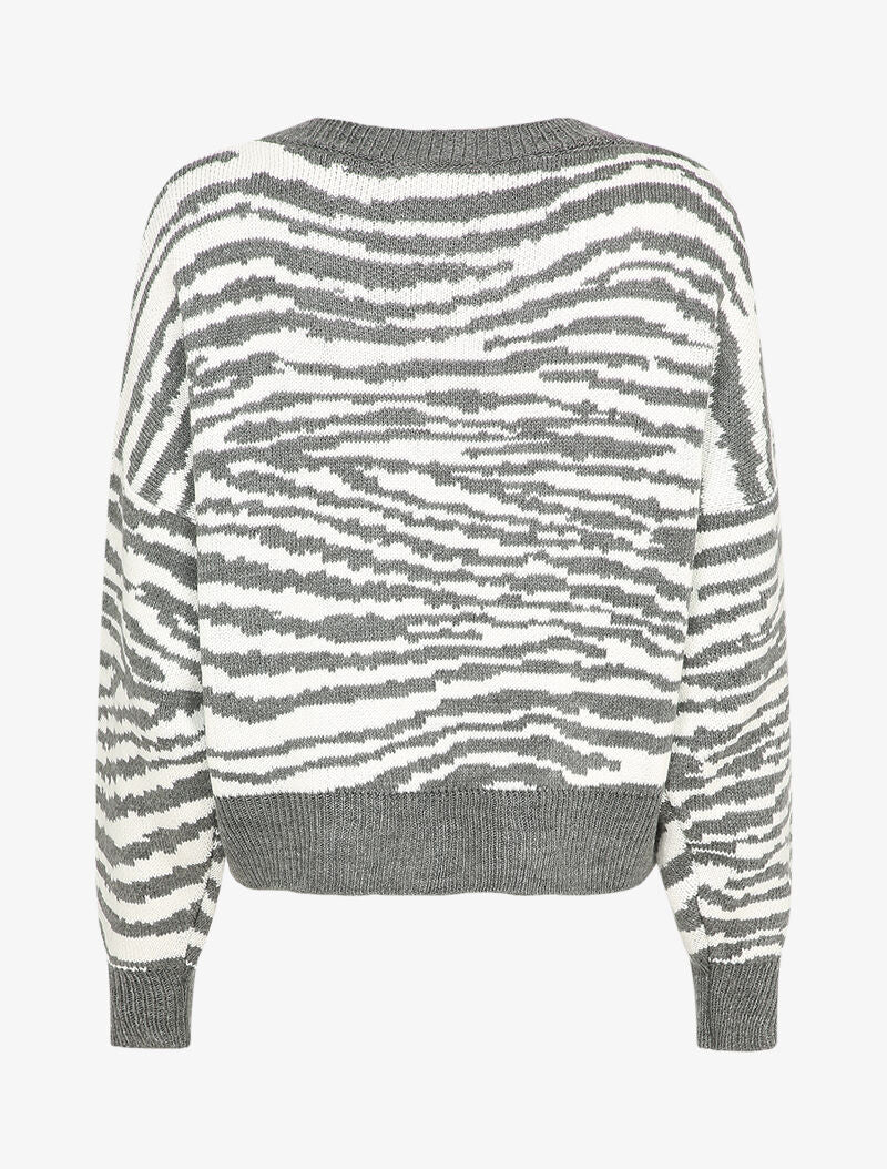 Pull court à imprimé zèbre - Gris - 2