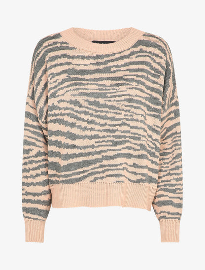 Pull court à imprimé zèbre - Rose poudré - 1