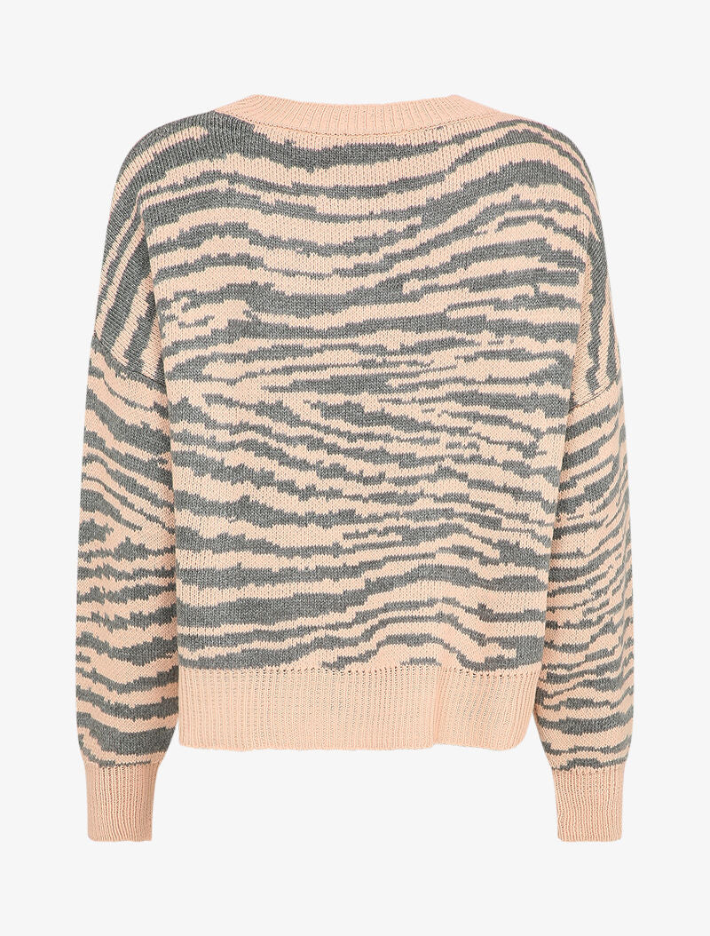Pull court à imprimé zèbre - Rose poudré - 2