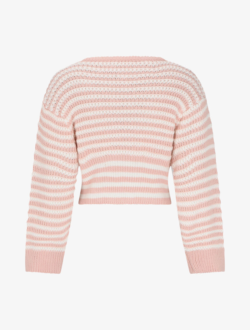 Pull court à rayures - Rose - 2