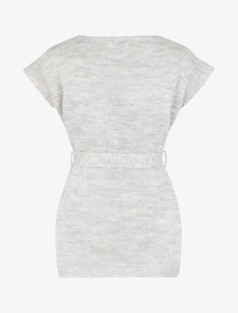 Pull long oversize en maille - Gris clair - 2