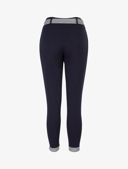 Pantalon 7/8 à ourlets pied de poule - Marine - 2