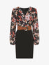 Robe cache-coeur bi-matière imprimé floral - Noir - 4
