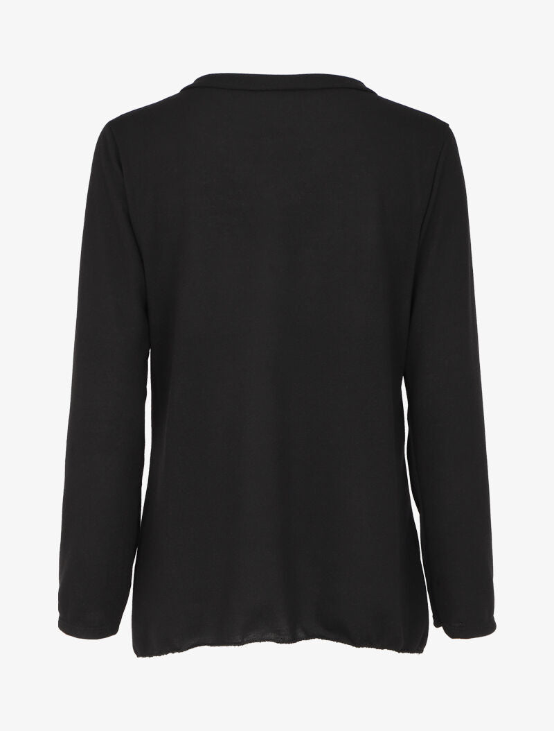 Pull fin oversize à col V à boutons décoratifs - Noir - 2