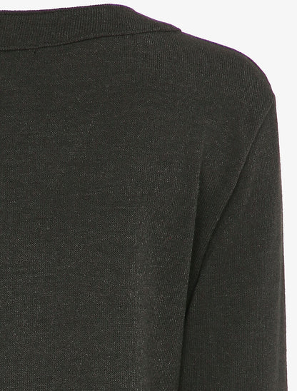 Pull à dos long et col V - Noir - 3