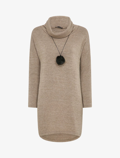 Robe pull à col roulé lâche - Taupe - 4