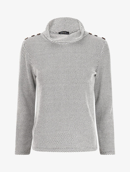 Pull texturé à col montant - Gris clair - 1