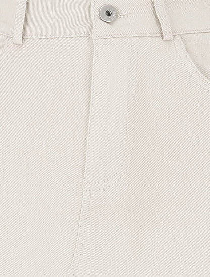 Jupe fourreau uni en jean - Ecru - 3