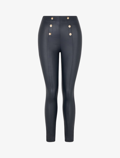 Leggins induit à boutons décoratifs - Bleu nuit - 1