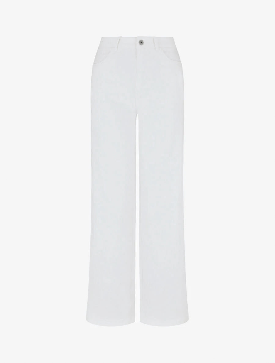 Jean stretch droit à taille haute - Blanc - 1