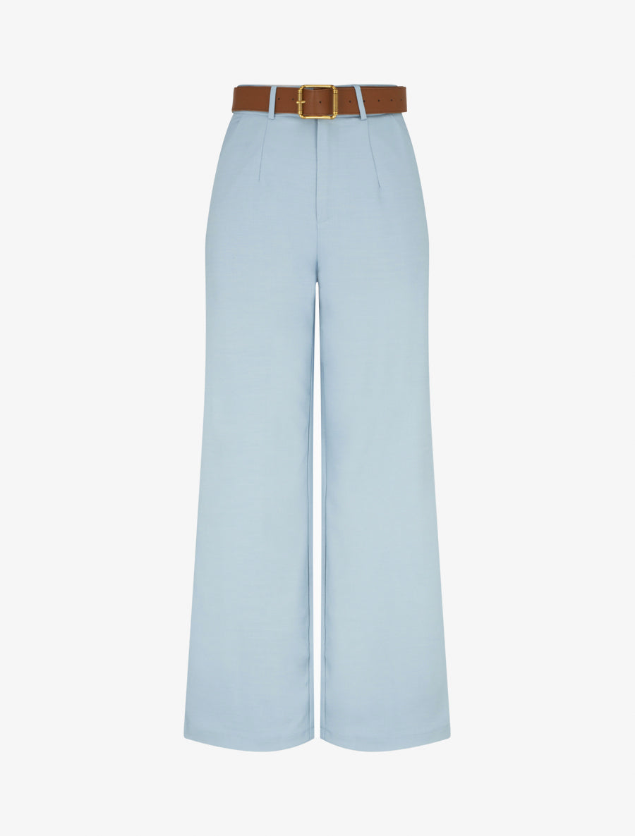 Pantalon taille haute coupe ample - Bleu clair - 1